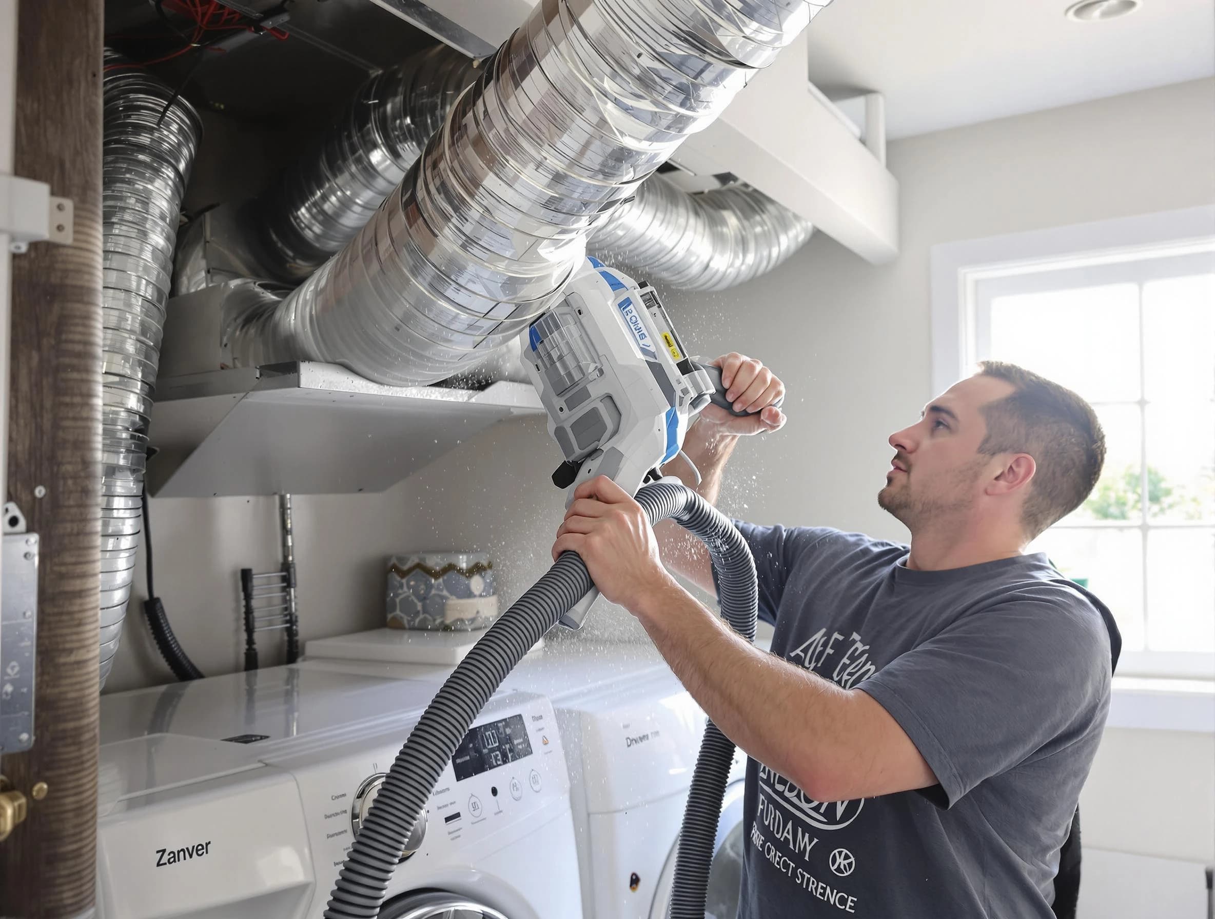 Christiana Dryer Vent Cleaning specialist cleaning deep within a dryer vent duct system in Christiana