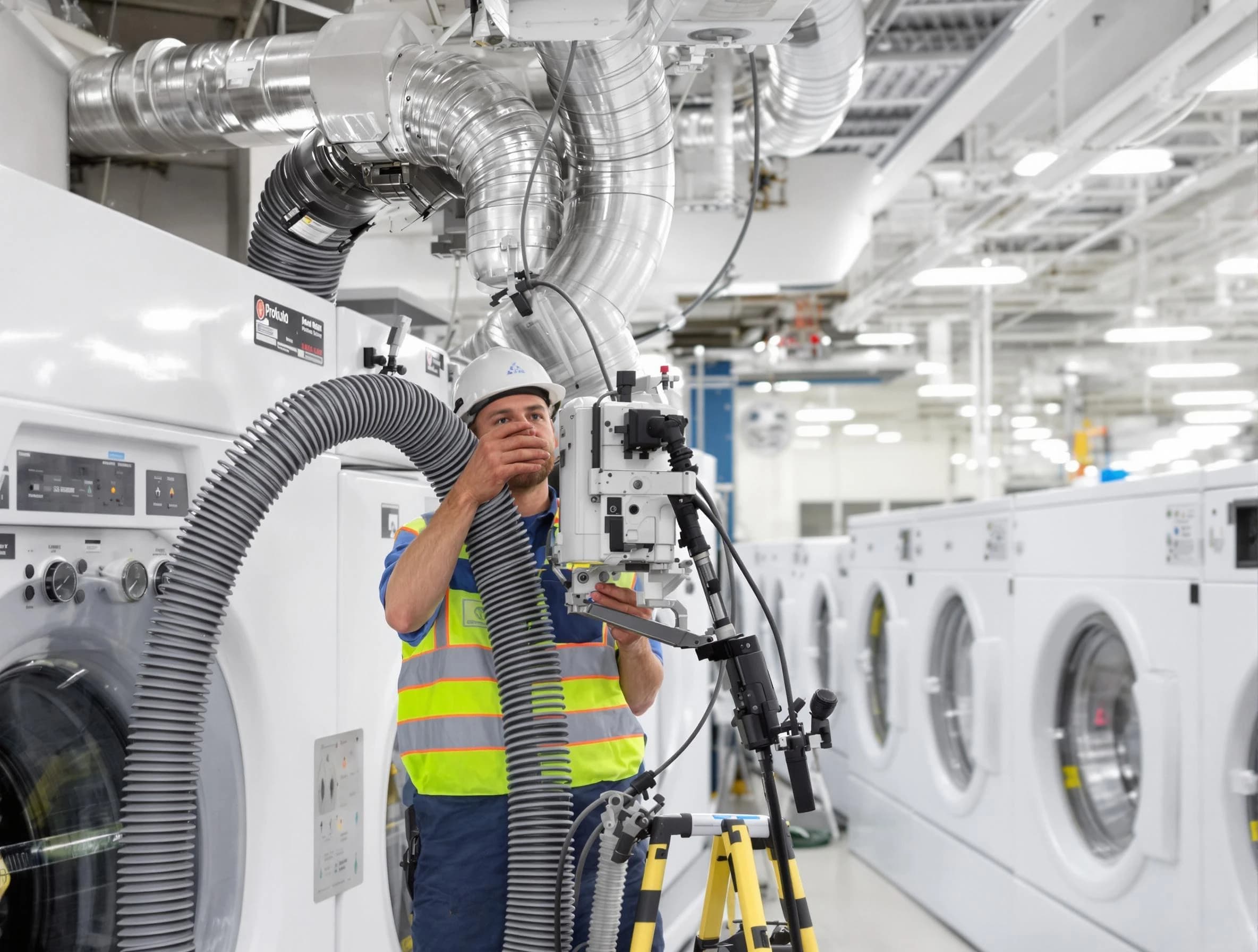 Christiana Dryer Vent Cleaning team performing commercial-grade dryer vent cleaning at a business facility in Christiana